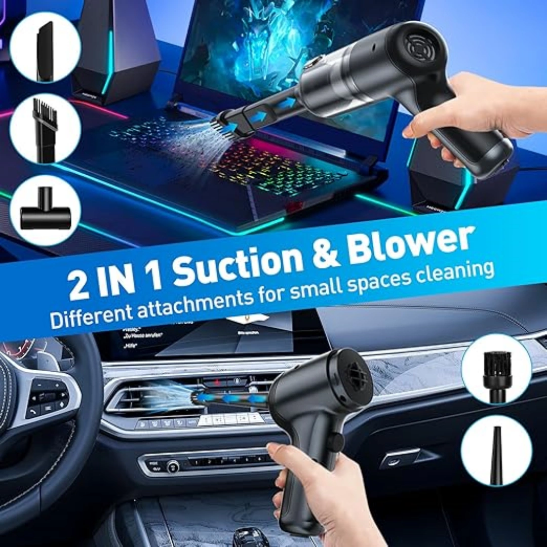 AC_SX522_04 Shenli Portable Wireless Car Vacuum Cleaner Small Rechargeable 2-in-1 Can Blow and Suction Suitable for Home Office and Car Black, Quantity | RoxyStore