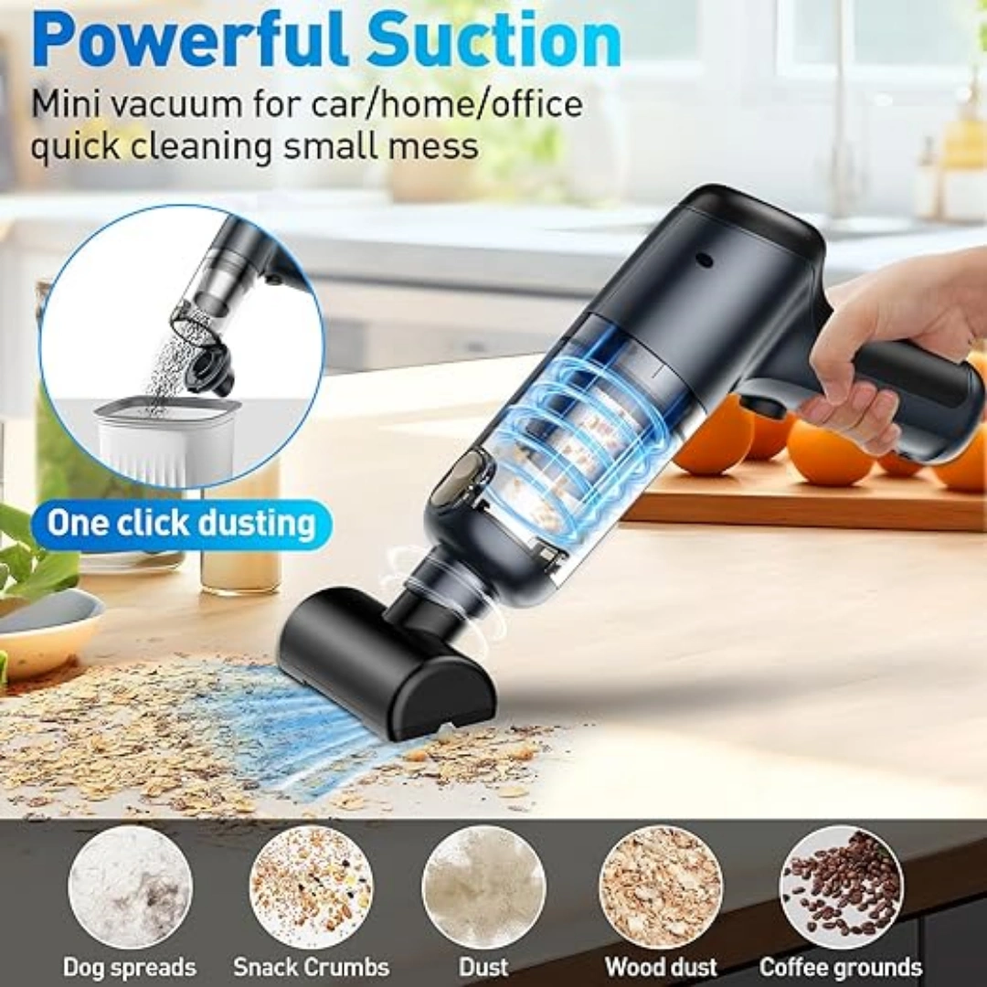 AC_SX522_05 Shenli Portable Wireless Car Vacuum Cleaner Small Rechargeable 2-in-1 Can Blow and Suction Suitable for Home Office and Car Black, Quantity | RoxyStore