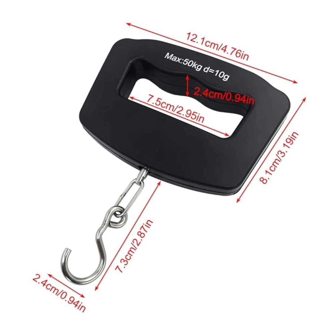 AC_SX679_03 Portable electronic luggage scale with LCD display, weighs up to 50 kg and 10 grams, by Afunta, Black, | RoxyStore