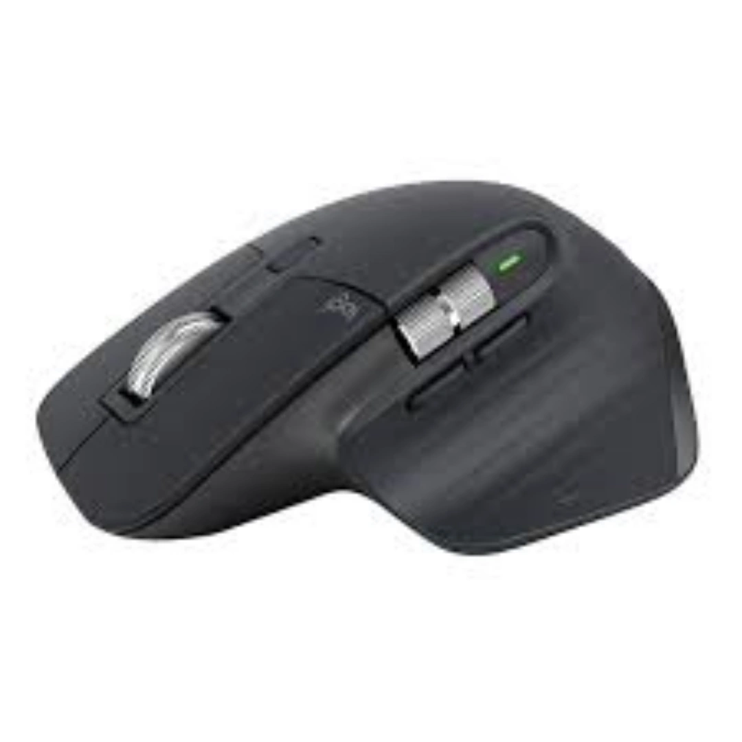 Logitech_MX_Master_Black_01 ماوس ام اكس ماستر اس 3 من لوجيتك، أداء لاسلكي وتمرير سريع للغاية، تصميم مريح و8000 نقطة في البوصة ويعمل على الزجاج، بصوت هادئ ومنفذ USB نوع سي وبلوتوث وويندوز ولينكس وكروم، كروم-جرافيت | RoxyStore