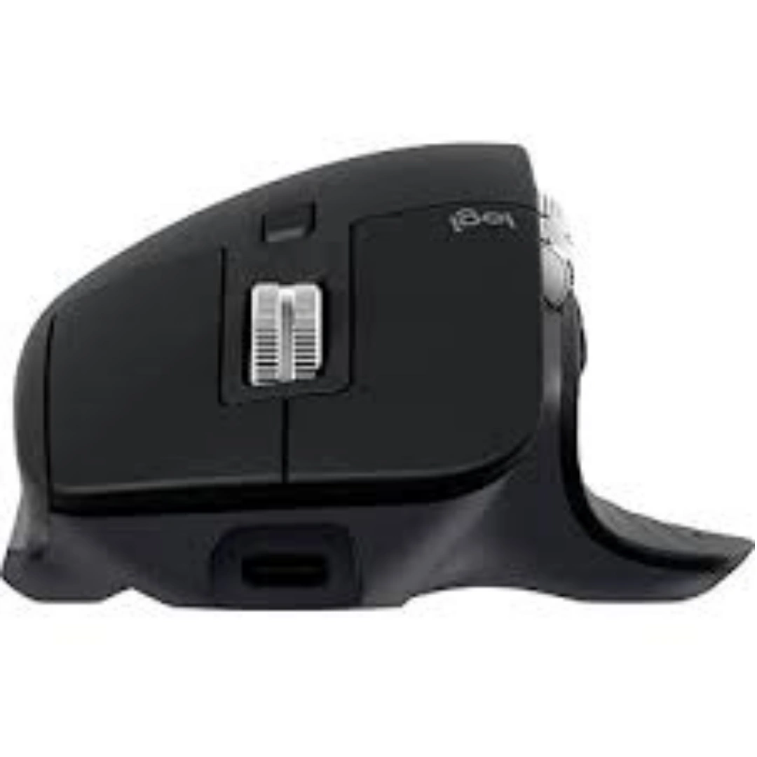 Logitech_MX_Master_Black_03 ماوس ام اكس ماستر اس 3 من لوجيتك، أداء لاسلكي وتمرير سريع للغاية، تصميم مريح و8000 نقطة في البوصة ويعمل على الزجاج، بصوت هادئ ومنفذ USB نوع سي وبلوتوث وويندوز ولينكس وكروم، كروم-جرافيت | RoxyStore