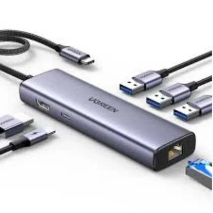 يوجرين أونو يو إس بي سي هاب 4K60Hz PD100W 10Gbps محول موزع USB3.2 لأجهزة الكمبيوتر المحمولة ماك بوك برو آير محطة إرساء موسع (6 في 1 (1×HDMI 3×USB 1×PD))