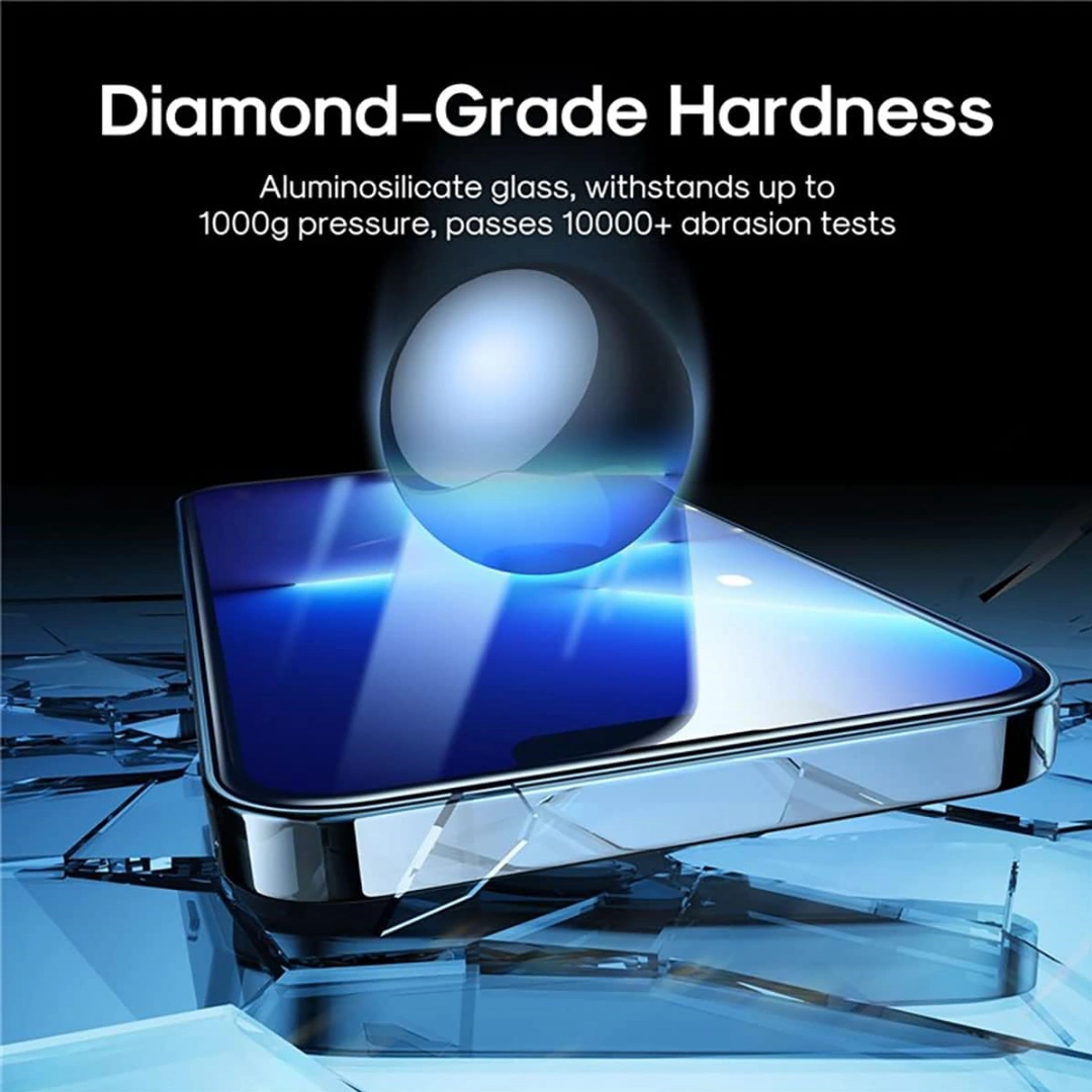 screen_iphone_14_04 2.5D Curved Tempered Glass Screen Protector with Steel Strip Night Series for iPhone 14 Pro Max - Transparent Color Joyroom JR H04 Tempered Glass Simple Case | RoxyStore