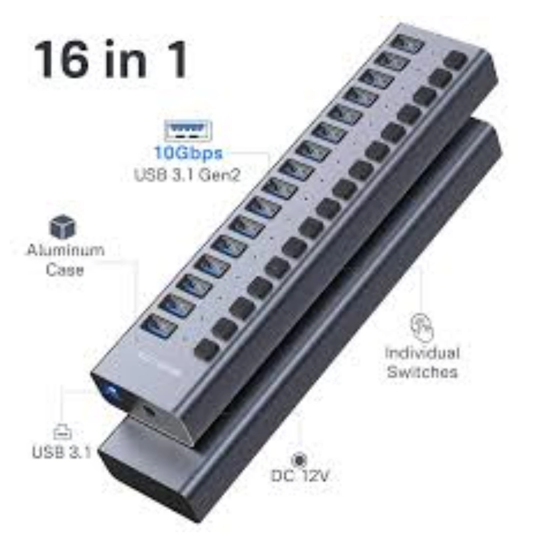 اكاسيس_موزع_USB_16_03 موزع بـ 16 منفذ USB 3.0 فائق السرعة 5.0 جيجابت/ثانية من كاسياس | RoxyStore