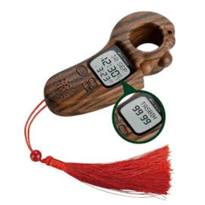 Digital Prayer Counter Ring (Luxury Tasbih Ring with Adhan Sound 9335, Wooden) | RoxyStore