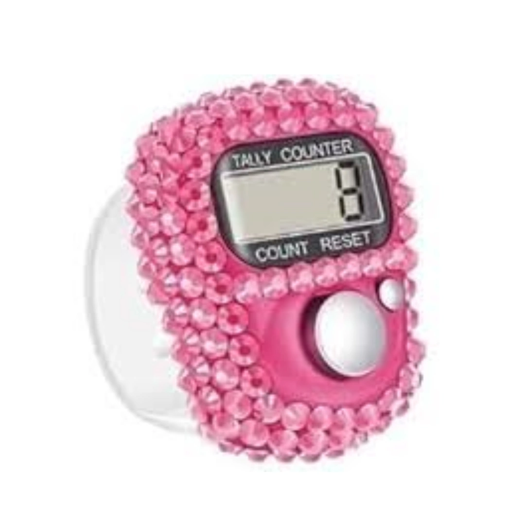 مسبحة_وردي Digital Electronic Prayer Beads (Wooden Rhinestone Tasbih Ring 1011, Pink Color) | RoxyStore