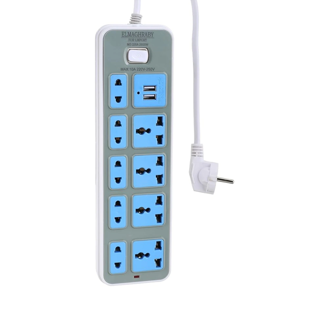 مشترك_250_01 مشترك كهرباء- 2500 وات 240 فولت/10 امبير، منفذين USB بقدره 5 فولت 2.1 امبير | RoxyStore