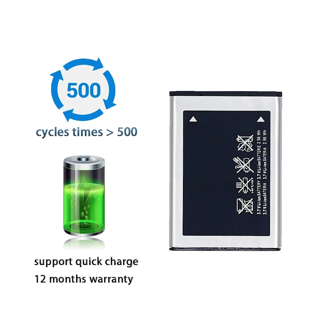 3 بطارية بديلة موديل AB463446BU750 متوافقة مع أجهزة GT-C3520|GT-C3300|E1050|E1070|SGH-E210|E250|E251|E380 | السعة 800 mAh | RoxyStore