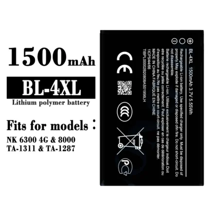 Replacement Battery Model BL-4XL Compatible with Nokia 6300, 6300 4G, TA-1324, TA-1287 | Capacity 1500mAh