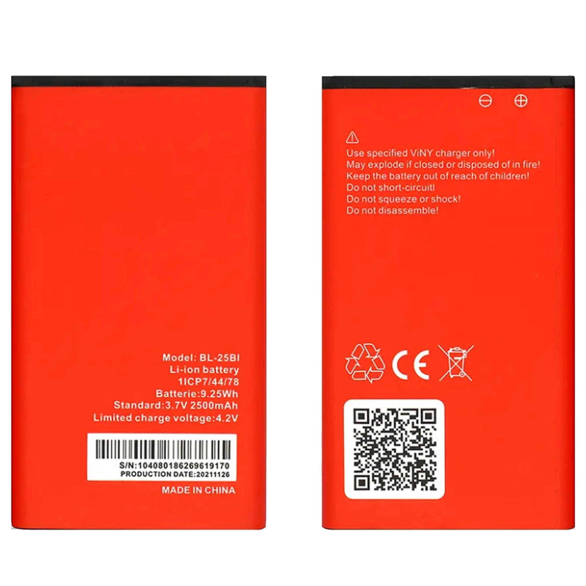 1 Replacement Battery Model BL-25BI Compatible with Itel It5600 / 5600 / Itel It5606 / 5606 / Itel Power 400 / Itel It5620 / 5620 / Itel It5616 / 5616 / Itel It5622 / 5622 / Itel It5602 / 5602 | Capacity: 2500 mAh | RoxyStore