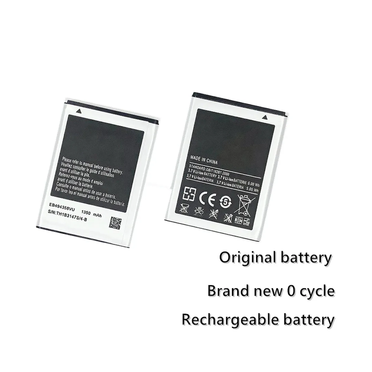 4 بطارية بديلة موديل EB494358VU متوافقة مع أجهزة S5670 S8530 S5830i EB494358VU EB494358VU | السعة 1350 mAh | RoxyStore