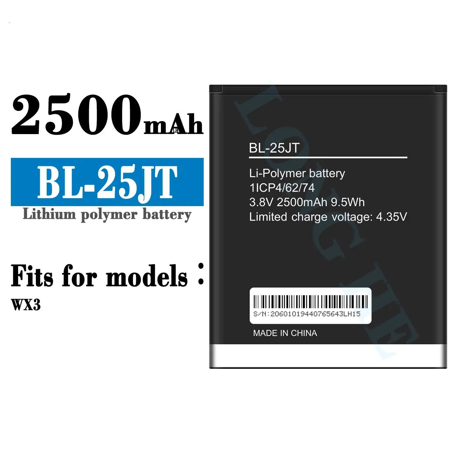 2 Replacement Battery Model BL25JT Compatible with Tecno WX3 | 2500 mAh | RoxyStore
