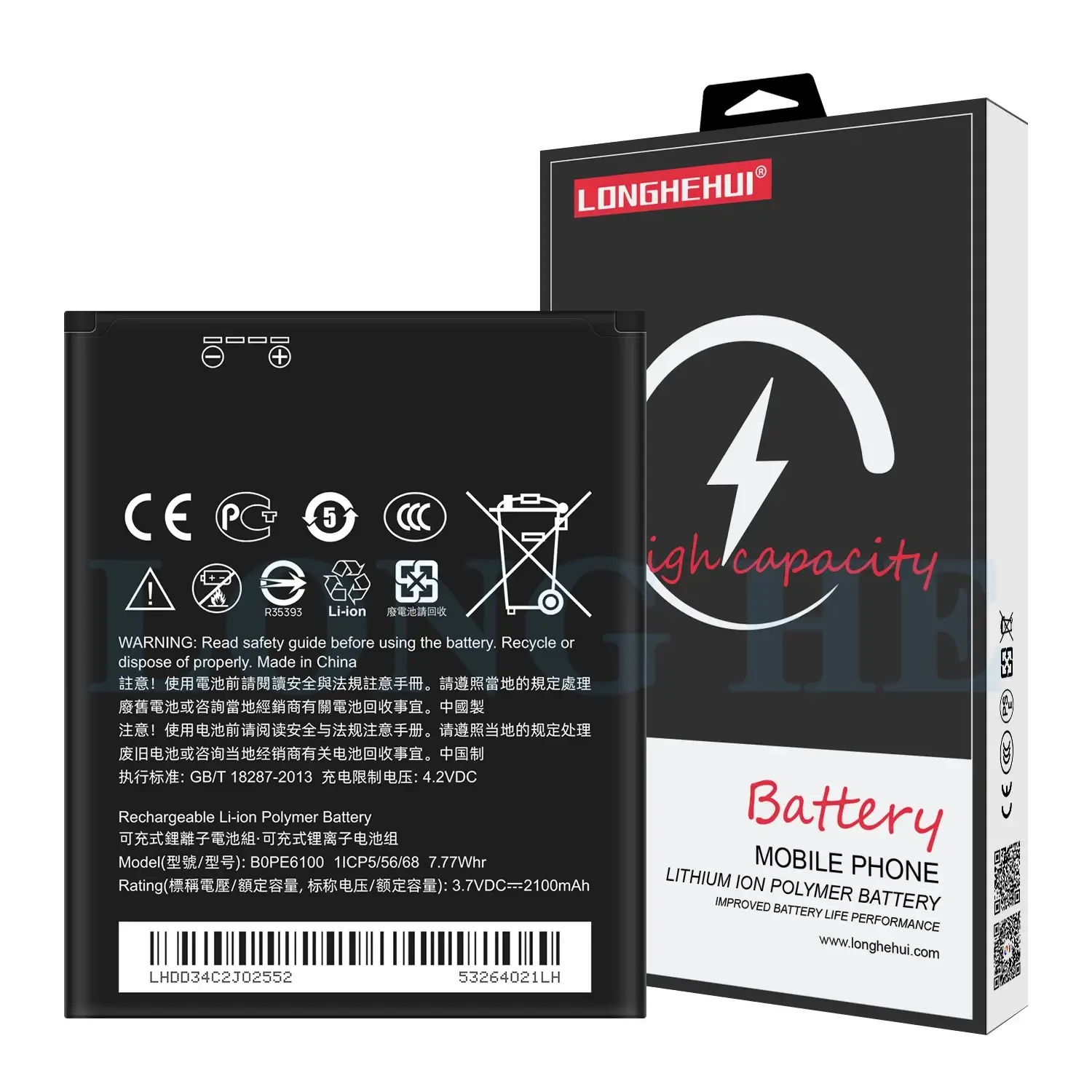 3 Replacement Battery Model BOPE6100 Compatible with HTC Desire 620, 620G, D620, 820 Mini D820MU | Capacity 2100 mAh | RoxyStore