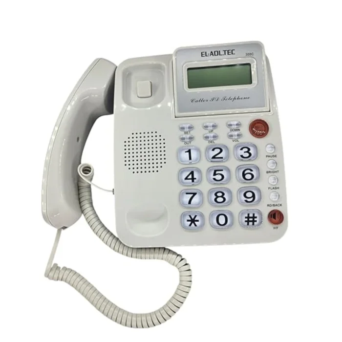 Rugged landline phone with caller ID 300c, LCD display for year and date, call waiting, music listening, 62 call memory with redial function from Adl Tech | RoxyStore