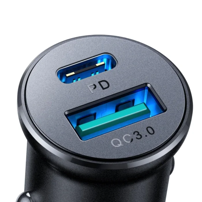 Joyroom JR-CCN05 30W Mini Dual-Port Car Charger (PD & USB) Black | RoxyStore