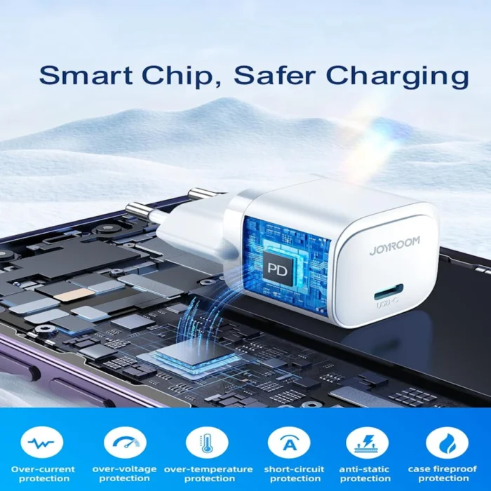 شاحن من جوي روم JR-TCF02 PD بتقنية USB، متوافق مع الأجهزة اللوحية، بمنفذ واحد 20 وات ابيض | RoxyStore
