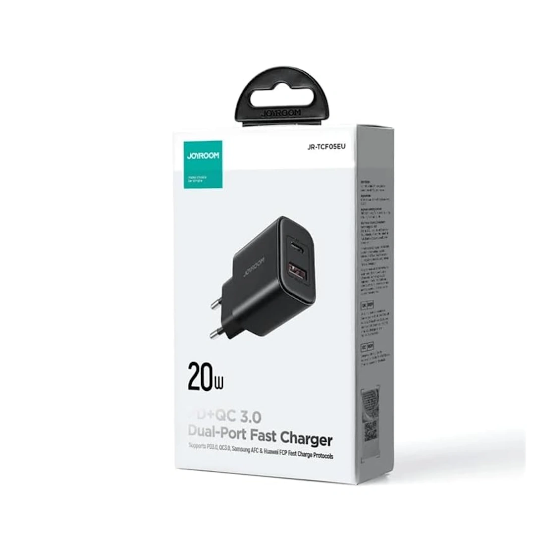 JR-TCF05 Black-2 Joyroom JR-TCF05 EU Series Flash Charger 20W USB C/USB A Dual Port | Black JR-TCF05 | RoxyStore