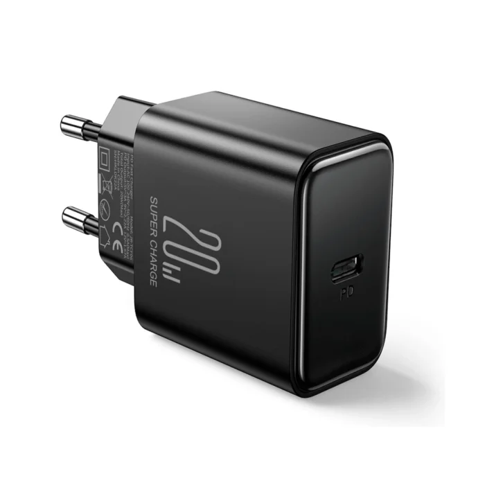 Joyroom USB-C Charger, Compatible with Phones, Tablets, Headphones, and Tobacco Heaters, Single Port 20W, Black | RoxyStore