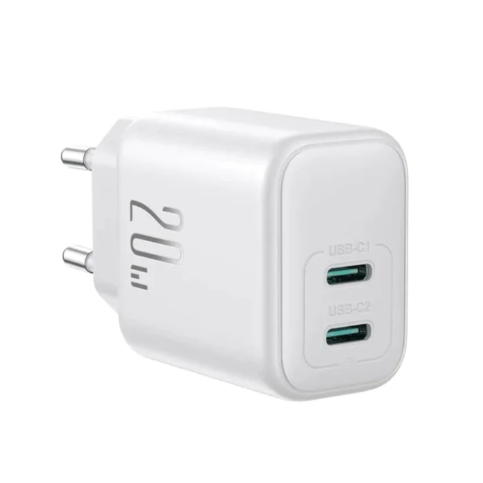 Joyroom USB Charger, Compatible with Phones and Tablets, 2-Port White JR-TCF12 20W | RoxyStore