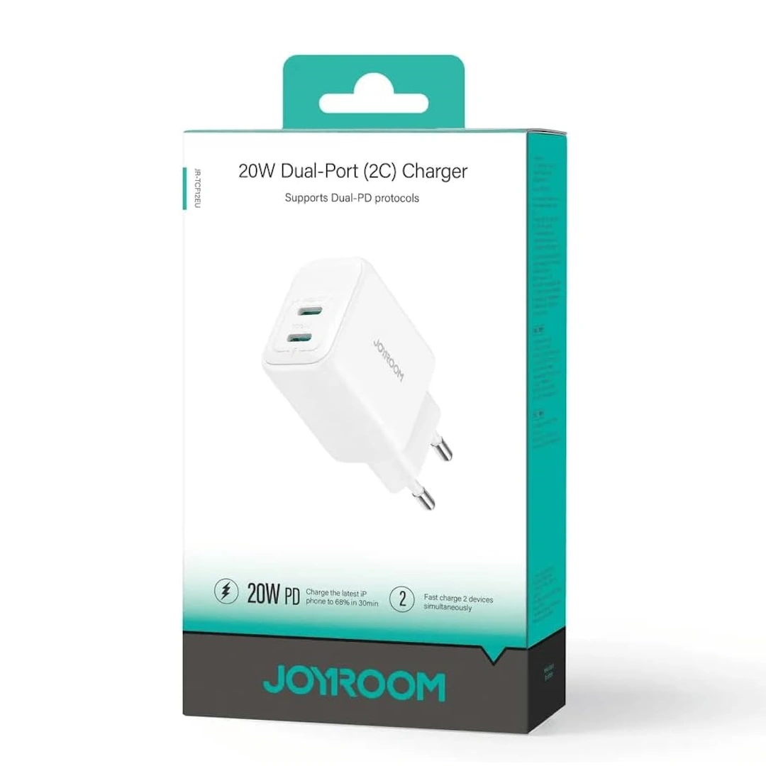 JR-TCF12 20W-2 Joyroom USB Charger, Compatible with Phones and Tablets, 2-Port White JR-TCF12 20W | RoxyStore