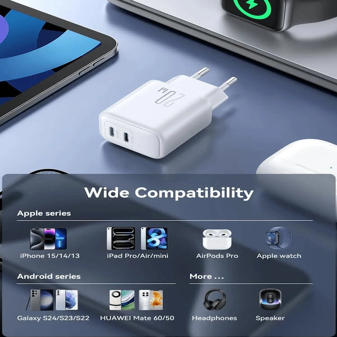 JR-TCF12 20W-6 Joyroom USB Charger, Compatible with Phones and Tablets, 2-Port White JR-TCF12 20W | RoxyStore