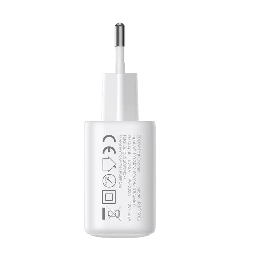 JR-TCF20 20W Charger White-1 Joyroom 20W Charger, Compatible with Phones, Tablets, and iPhones, Single Port, White JR-TCF20 20W | RoxyStore