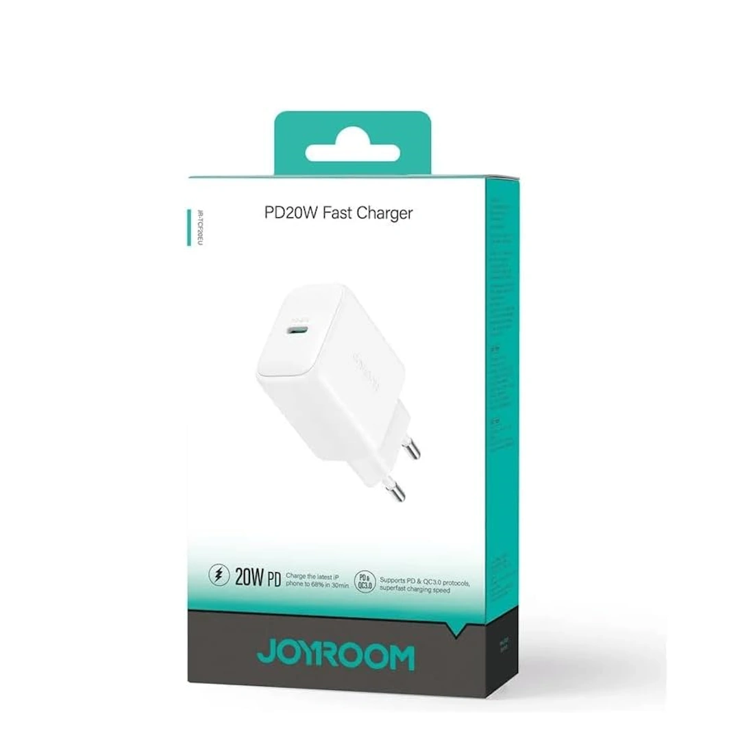 JR-TCF20 20W Charger White-2 Joyroom 20W Charger, Compatible with Phones, Tablets, and iPhones, Single Port, White JR-TCF20 20W | RoxyStore