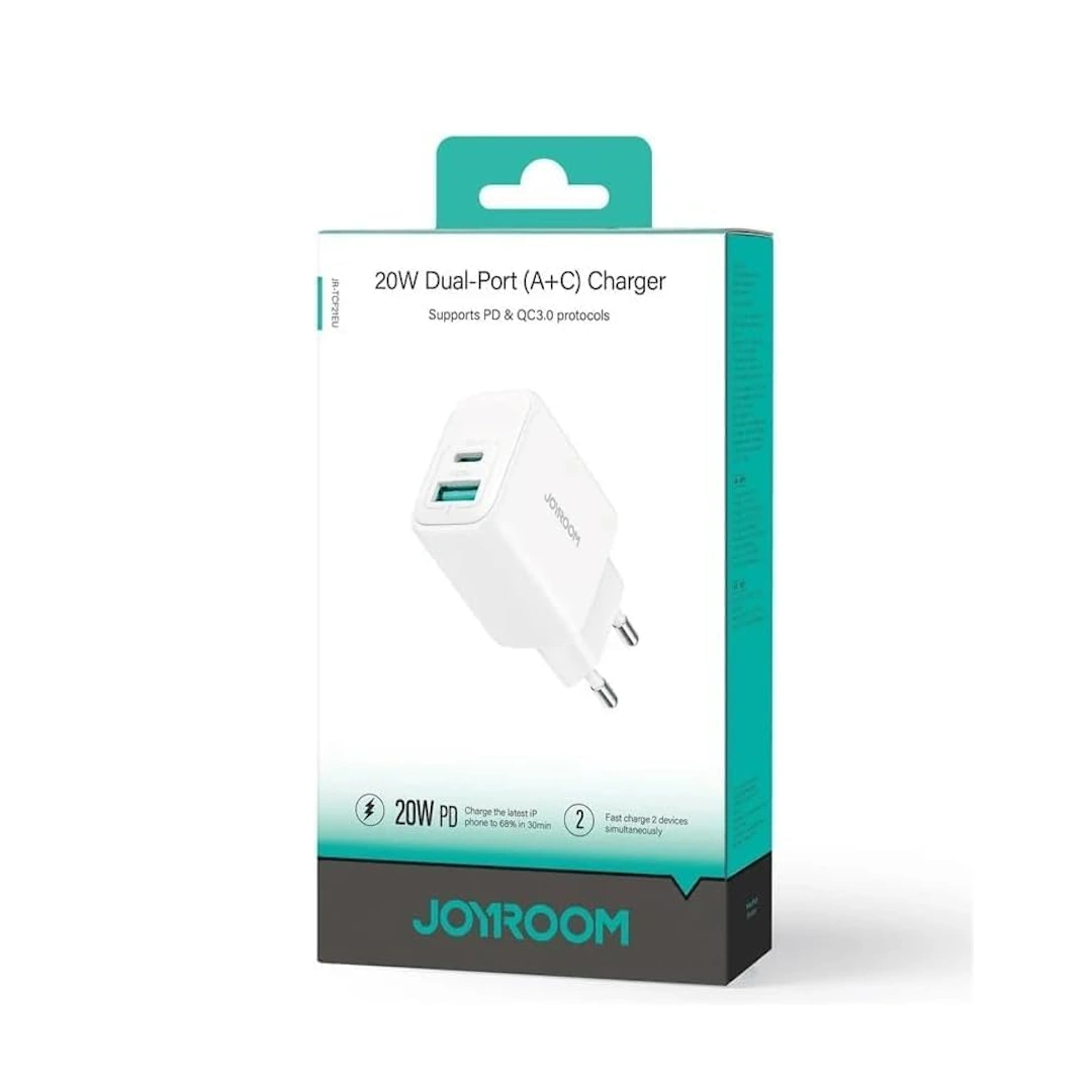 JR-TCF21 20W-2 Joyroom JR-TCF21 20W Dual-Port USB Charger for Tablets and Computers, White | RoxyStore