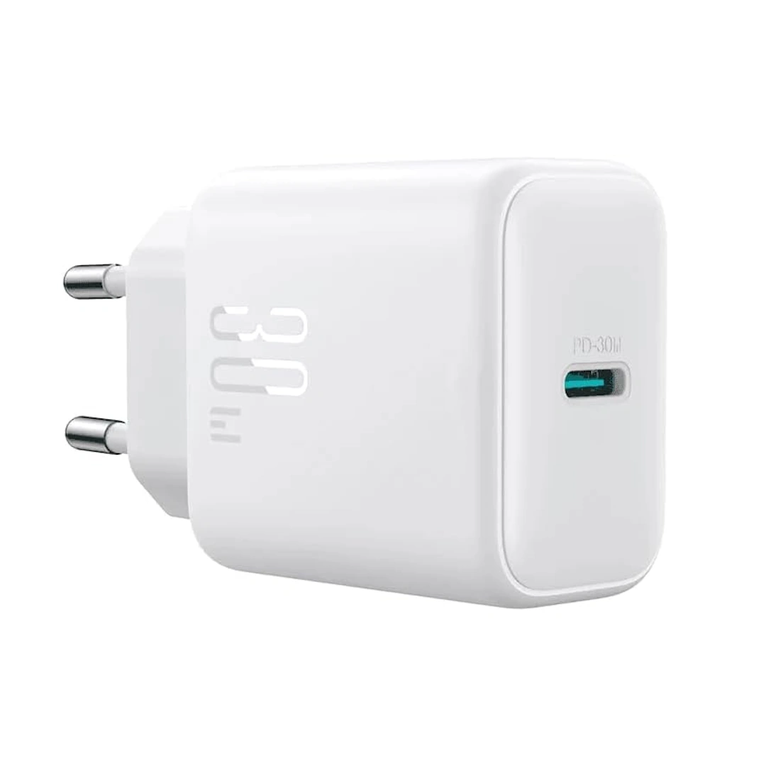 JR-TCF24 White-1 Joyroom JR-TCF24 PD30W Single Port Tablet Charger, 30W Fast Charging with EU Plug, White | RoxyStore