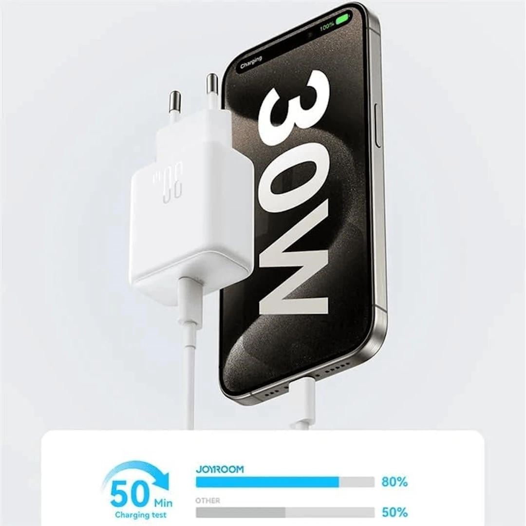 JR-TCF24 White-5 Joyroom JR-TCF24 PD30W Single Port Tablet Charger, 30W Fast Charging with EU Plug, White | RoxyStore