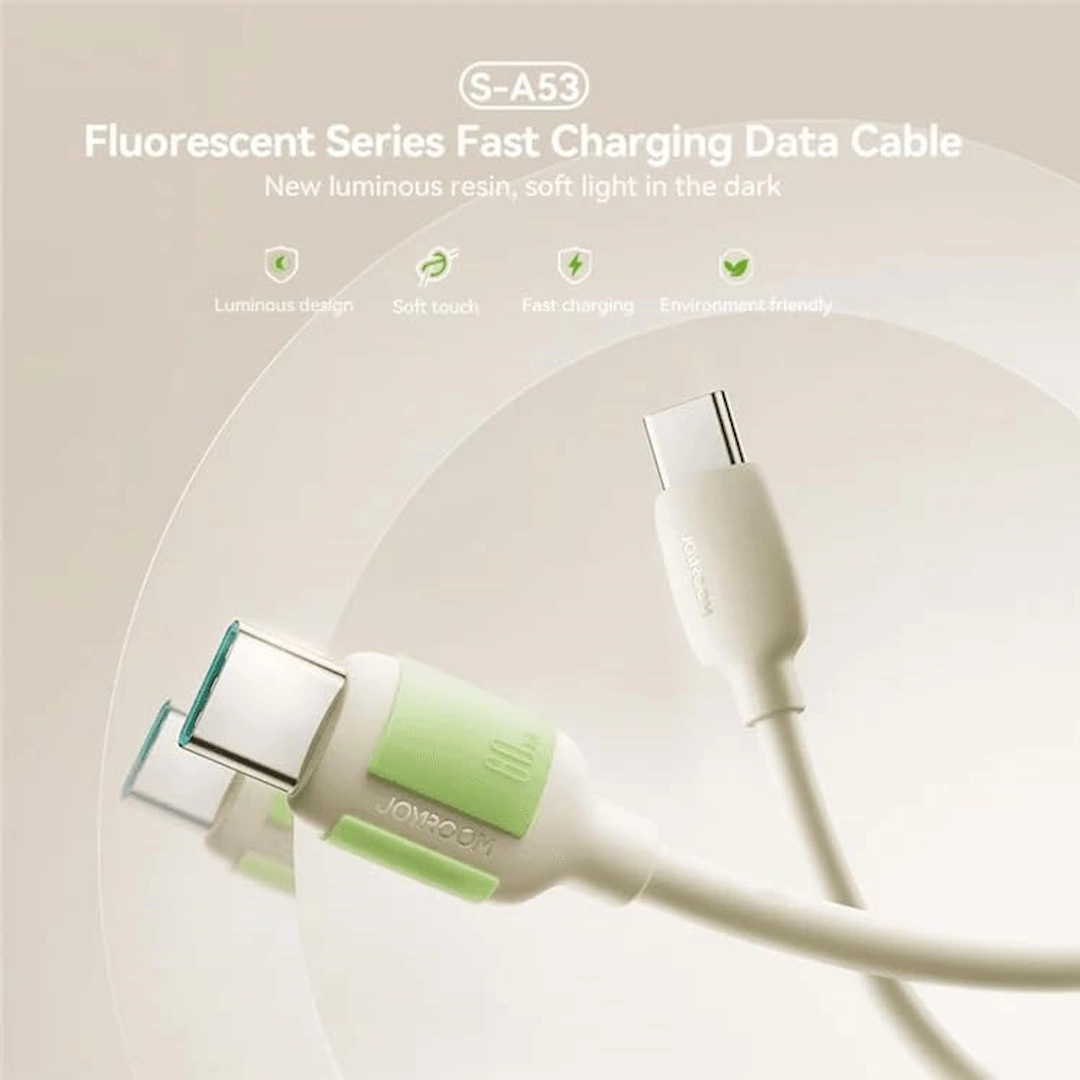 Joyroom S-A53 60W-1 Apple Fast Charging Data Cable S-A53 Fluorescent Series 60W Type-C to Type-C from Joyroom, 2m, Beige | RoxyStore