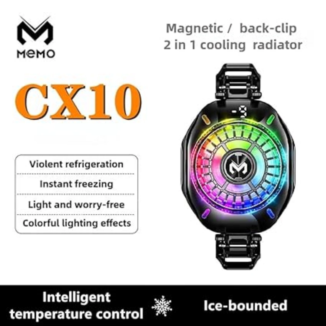 MEMO_CX10_03 2025 CX10 Mobile Cooler with RGB Colorful Lights and Magnetic Clip, 2-in-1 Powerful Ice Cooling Cooler by MIMO | RoxyStore