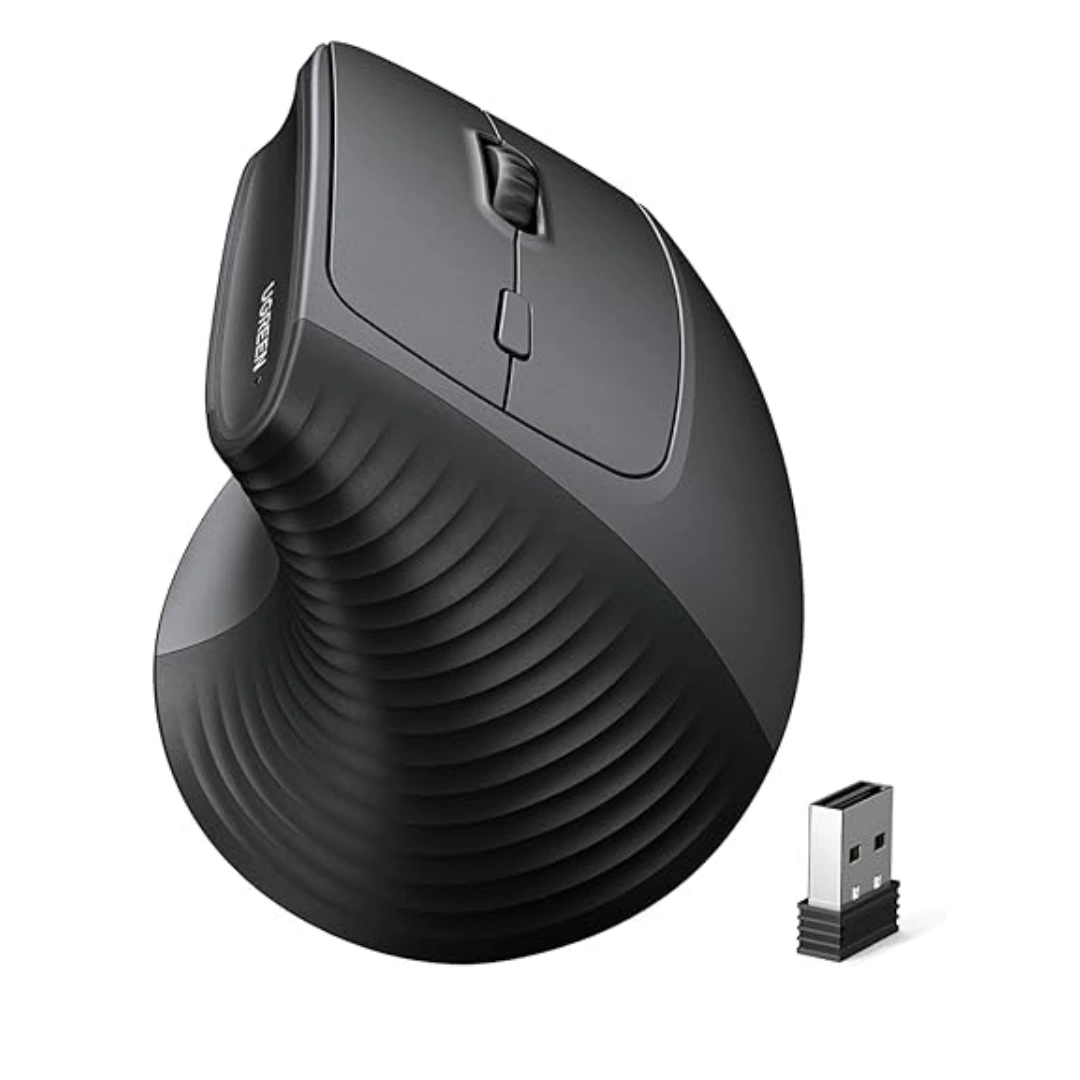 MU008_400_01 UGREEN 2.4GHz Wireless Bluetooth Mouse, Vertical Ergonomic Design, 1000/1600/2000/4000 DPI, 6 Buttons, Compatible with Windows and Mac | RoxyStore