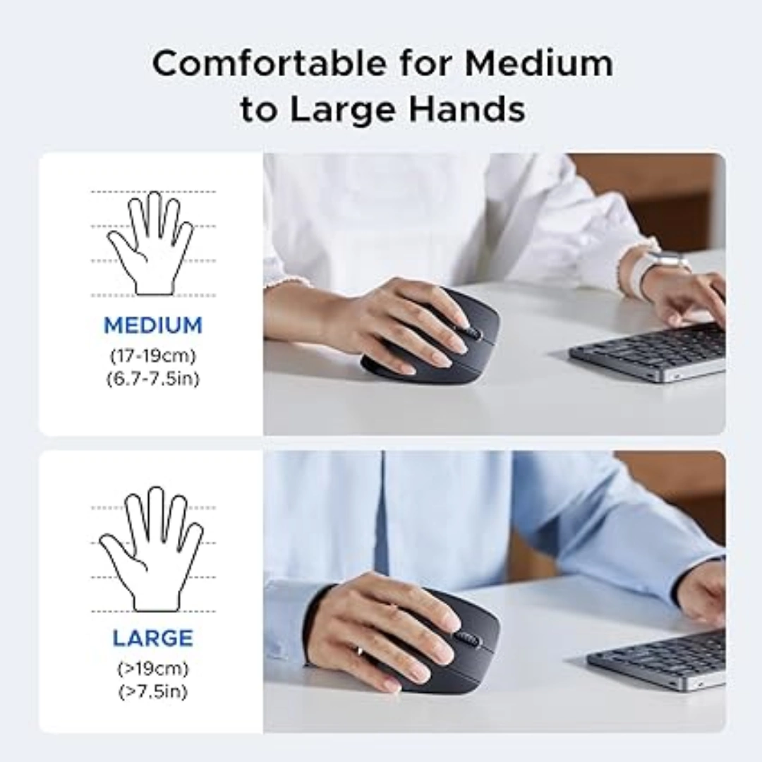 MU008_400_04 UGREEN 2.4GHz Wireless Bluetooth Mouse, Vertical Ergonomic Design, 1000/1600/2000/4000 DPI, 6 Buttons, Compatible with Windows and Mac | RoxyStore