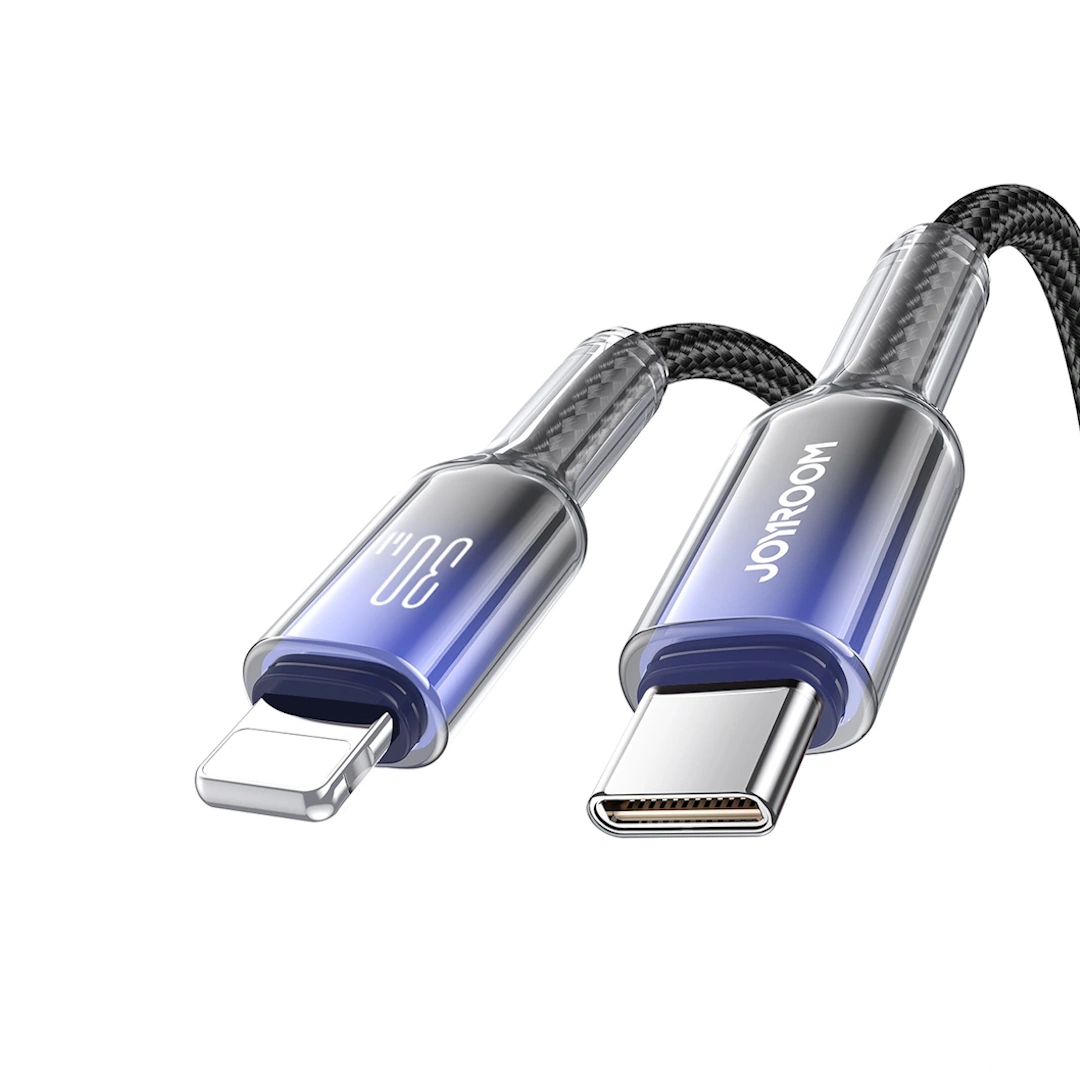 S-A42 Crystal-Clear Series 30W Black-2 Joyroom S-A42 30W Crystal Clear Type-C to iPhone Cable - White, 1.2m | RoxyStore