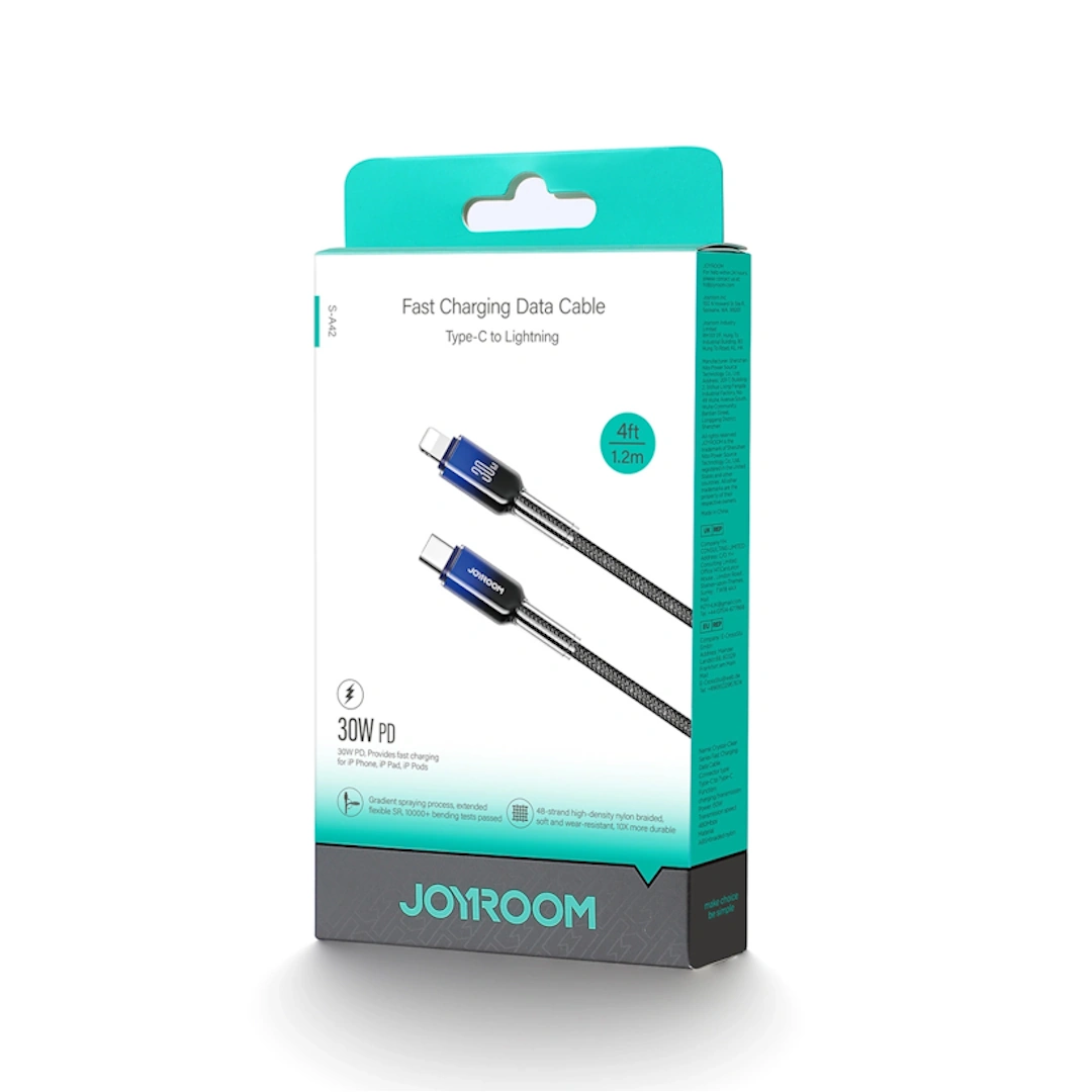 S-A42 Crystal-Clear Series 30W Black-8 Joyroom S-A42 30W Crystal Clear Type-C to iPhone Cable - White, 1.2m | RoxyStore