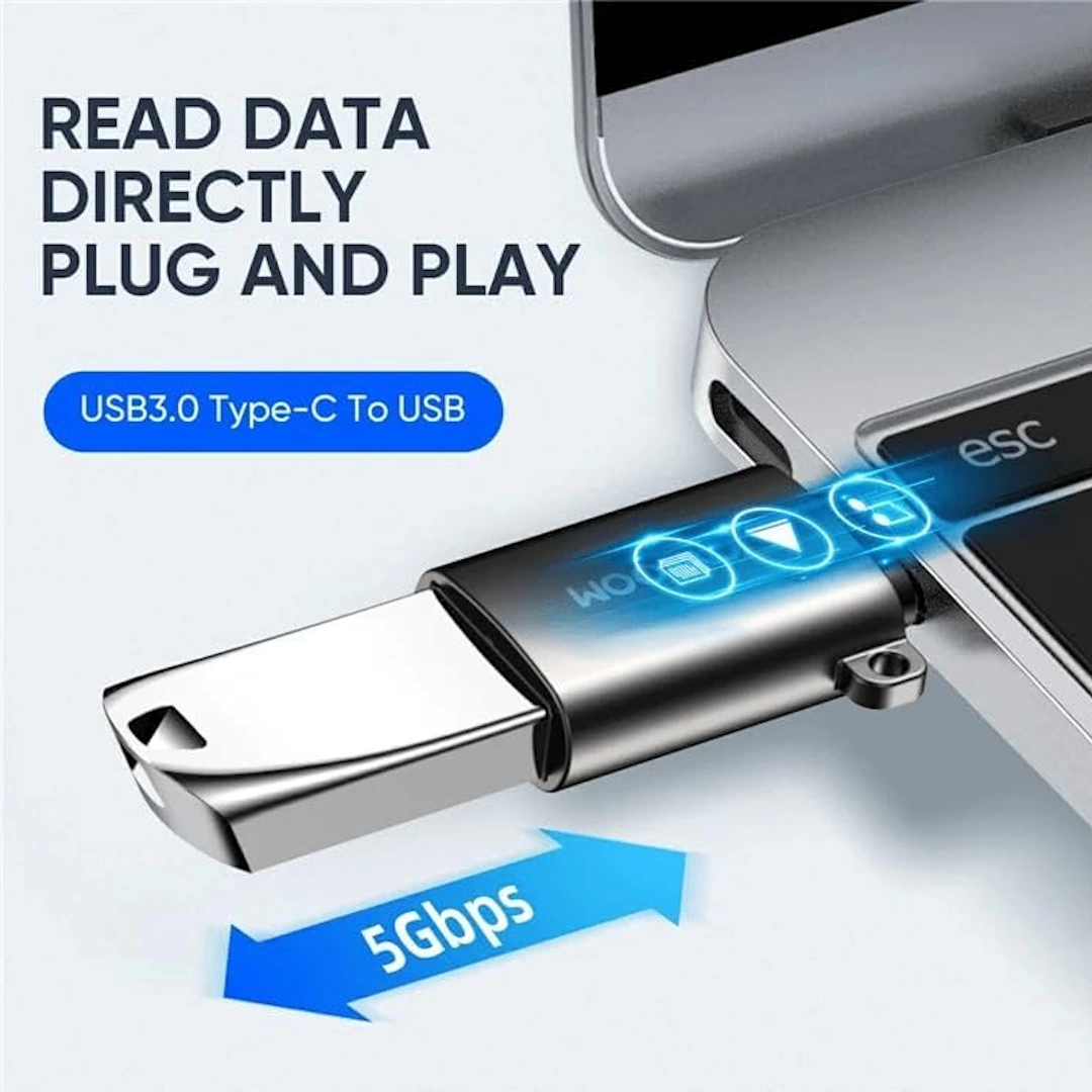 S-H151 Type-C to USB-1 Joyroom USB Type-C Male to USB Female Adapter, S-H151 - Pearl Nickel | RoxyStore