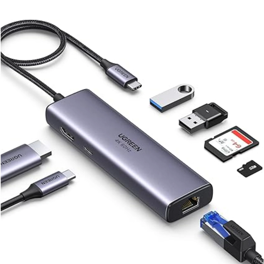 UGREEN_7-1_01 يوجرين أونو يو إس بي سي هاب 4K60Hz PD100W 10Gbps محول موزع USB3.2 لأجهزة الكمبيوتر المحمولة ماك بوك برو آير محطة إرساء موسع (7 في 1 (1×HDMI 3×USB 1×PD)) | RoxyStore