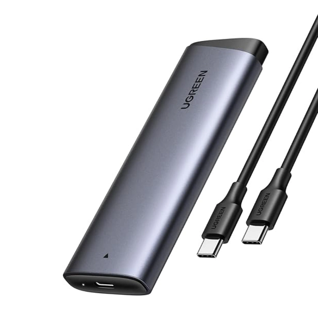 UGREEN_SSD_10G_01 UGREEN M.2 NVME SSD Enclosure USB 3.2 10Gbps for M-Key/M+B Key in 2230/2242/2260/2280 with USB CC Cable and AC Power Adapter, Tool-Free | RoxyStore