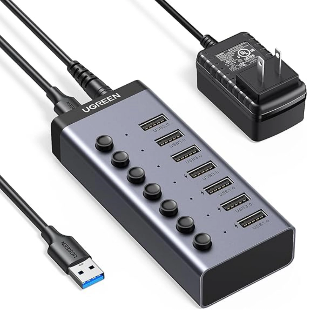 UGREEN_USB_7-1_01 UGREEN USB 3.0 Powered Hub 4 Port Smart Support Date Transfer Single Splitter 7 Ports with LED Indicator 12V-2A Aluminum Adapter for PC Laptop MacBook Pro Air | RoxyStore