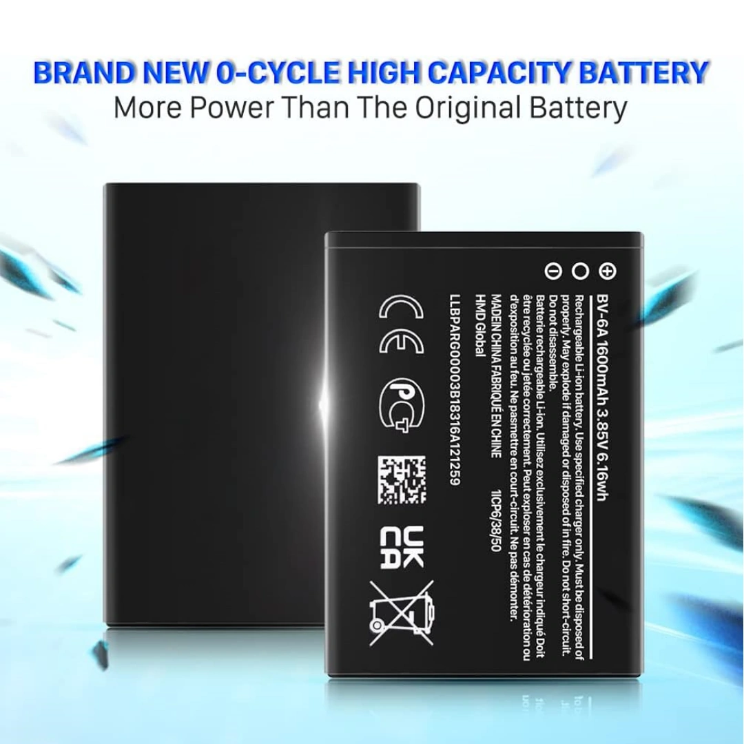 bv-6a_2060_03 Replacement Battery Model BV-6A Compatible with Nokia Banana 2060, 3060, 5250, C5-03, 8110 | Capacity 1500mAh | RoxyStore
