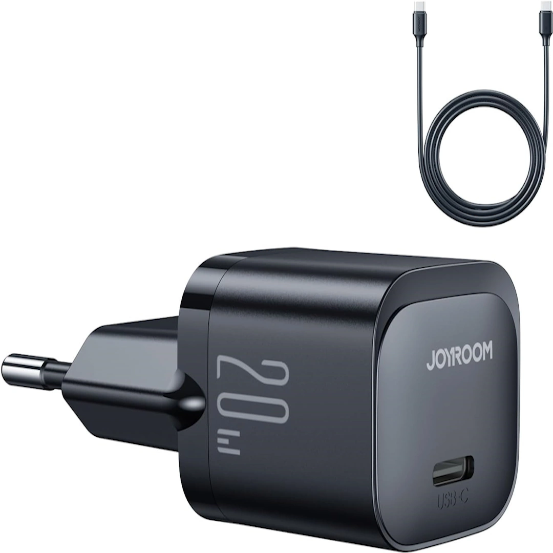 jr-tcf02 Black-2 Joyroom EU 20W Smart Mini Fast Charger with 1m C to USB Cable Black 12 Months Warranty JR-TCF02 Black | RoxyStore