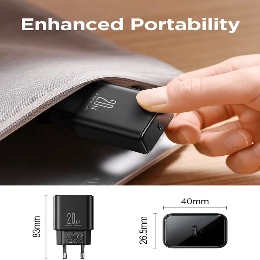 jr-tcf06-1 Joyroom USB-C Charger, Compatible with Phones, Tablets, Headphones, and Tobacco Heaters, Single Port Black jr-tcf06 20W | RoxyStore