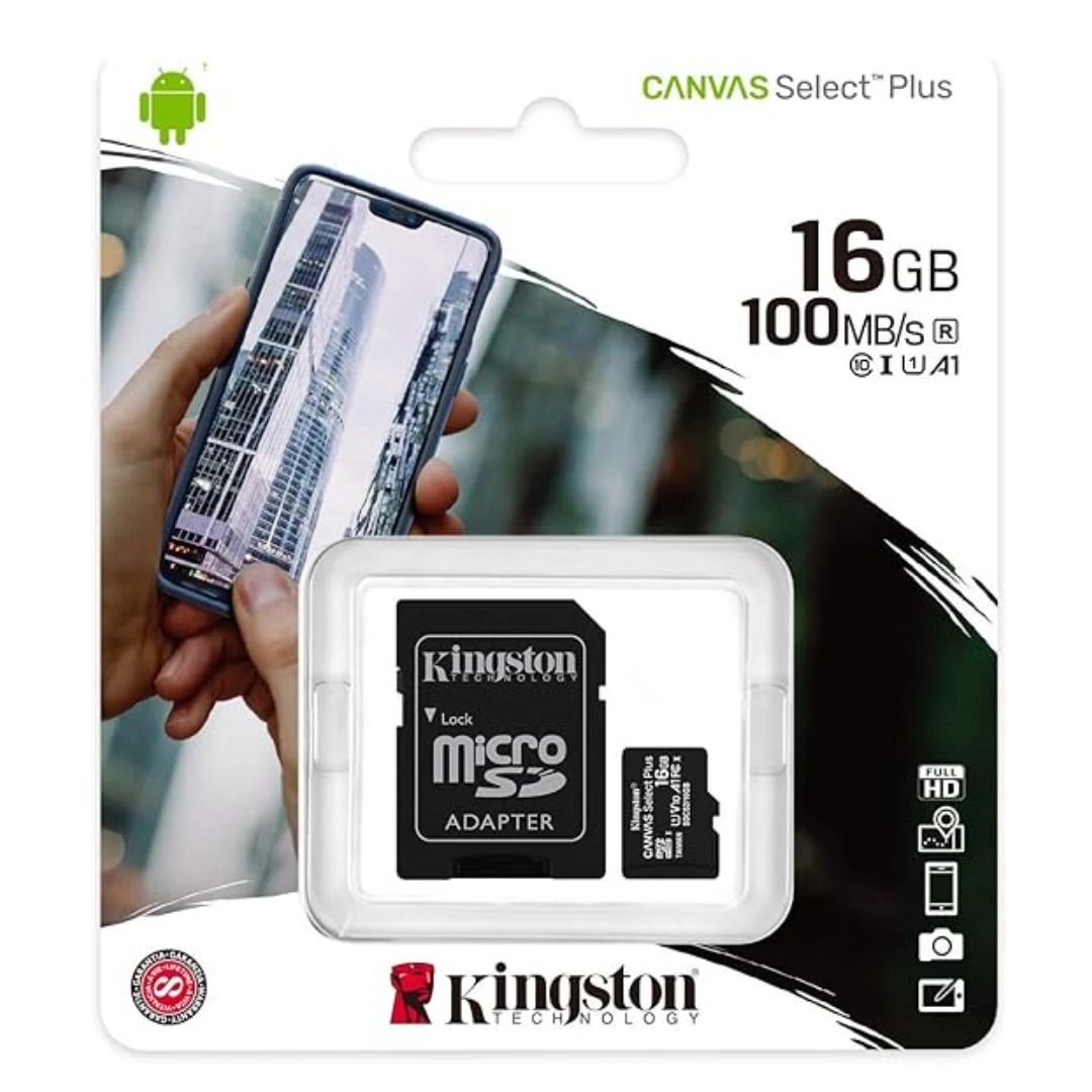 kingson_16_memory_01 Canvas Select Plus Class 10 Micro SDcs2 Card, 16GB, with Adapter | RoxyStore