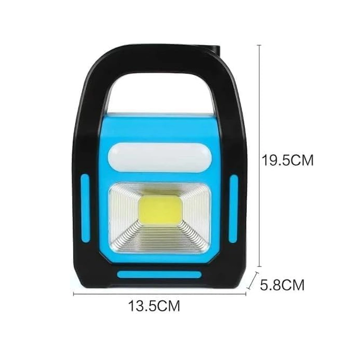 كشاف جركن 9707-1 مصباح فلاش للطوارئ قابل للشحن شمسيًا أو كهربائيًا/جيركن/+ شحن شمسي/فانوس أمامي بلمبتين ليد/باور بانك لشحن الموبايل/مصباح لل/حامل باليد (أزرق) | RoxyStore