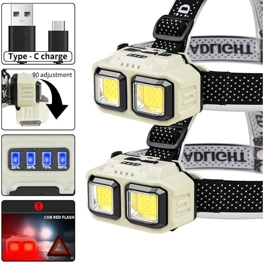 كشاف راس سنسور 816-4 كشاف رأس إضاءة للرحلات الصيد الليلي والتخييم والسفاري والمميزة بطارية خارجيه قابل للشحن وتقدر يكون معك أكثر من بطارية موديل HX-816S | RoxyStore