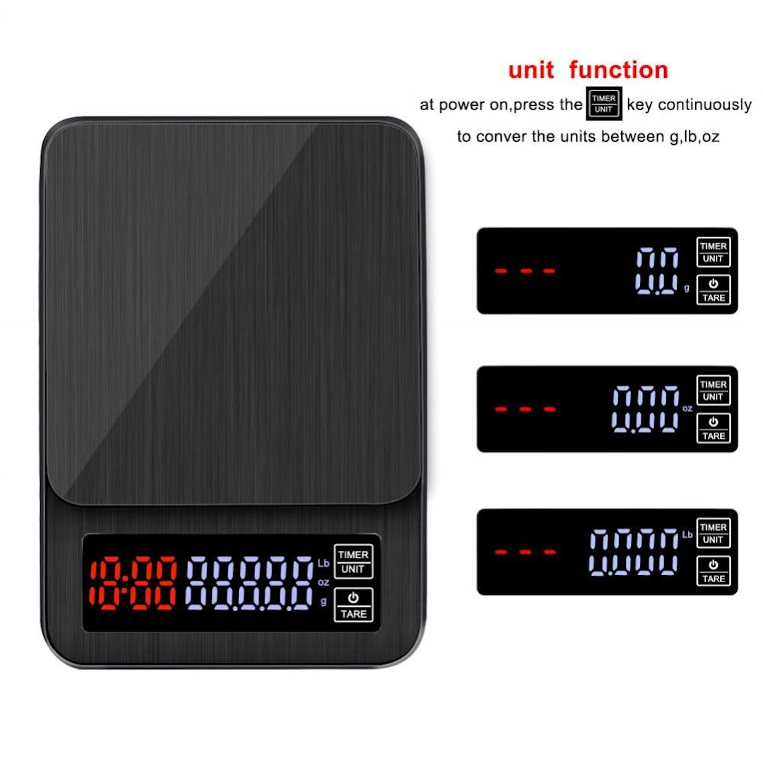 Lux-3 Coffee Gram Scale Yarboli Digital Weight Balance Scale with USB Interface 3 kg, Black | RoxyStore