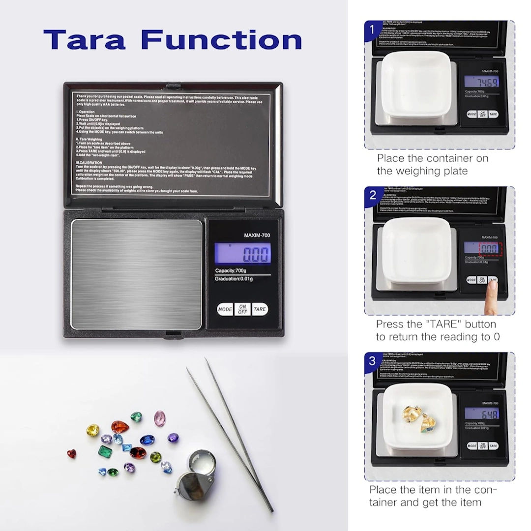 Red Notebook Gram Scale-2 700g 0.01g Accuracy Scale, Portable Jewelry Scale, 0.01g Precision Scale, Professional Digital Pocket Scale, with LCD Display and 7 Units, Tare Function, for Weighing Ingredients in Kitchen, Coffee, Medicine by Vinabo | RoxyStore