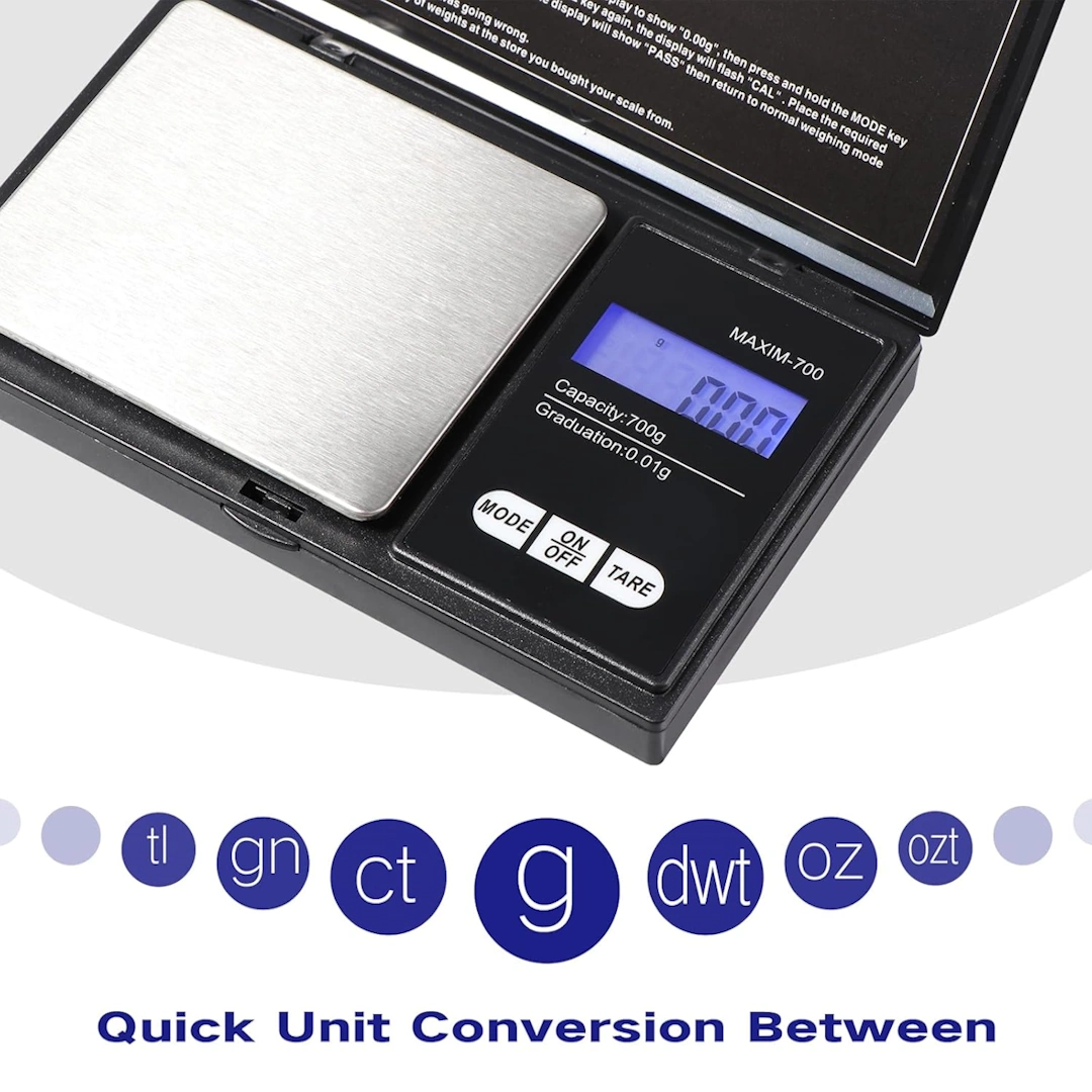 Red Notebook Gram Scale-3 700g 0.01g Accuracy Scale, Portable Jewelry Scale, 0.01g Precision Scale, Professional Digital Pocket Scale, with LCD Display and 7 Units, Tare Function, for Weighing Ingredients in Kitchen, Coffee, Medicine by Vinabo | RoxyStore