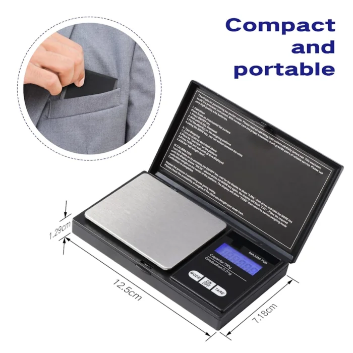 700g 0.01g Accuracy Scale, Portable Jewelry Scale, 0.01g Precision Scale, Professional Digital Pocket Scale, with LCD Display and 7 Units, Tare Function, for Weighing Ingredients in Kitchen, Coffee, Medicine by Vinabo | RoxyStore